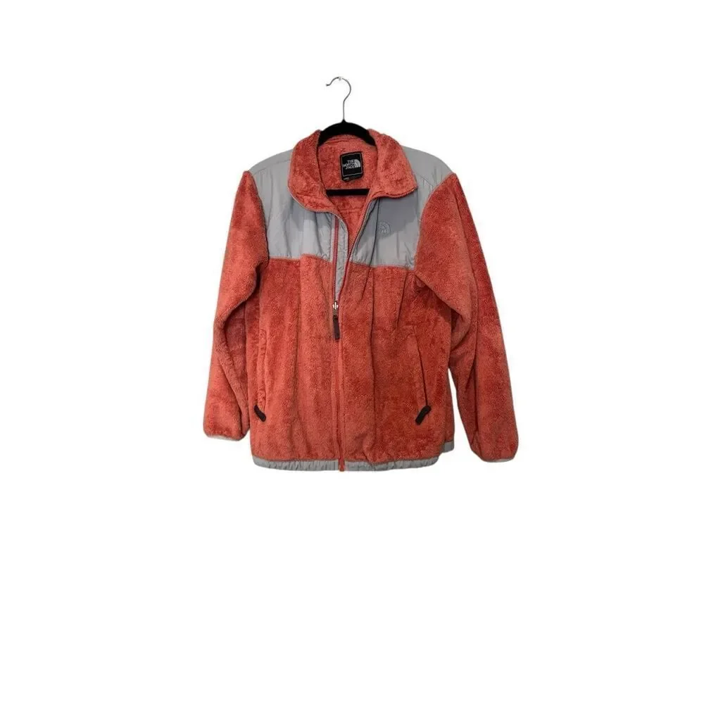The North Face Fleece Jacket Youth XL Juniors Full Zip Coral Gray